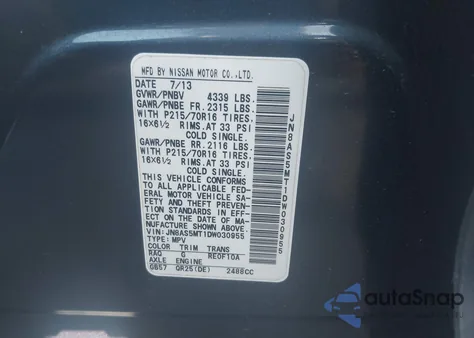 2013 Nissan Rogue S из США, поврежденный, VIN JN8AS5MT1DW030955